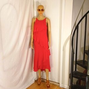 Stunning Like New Ralph Lauren Red Ruffle Dress